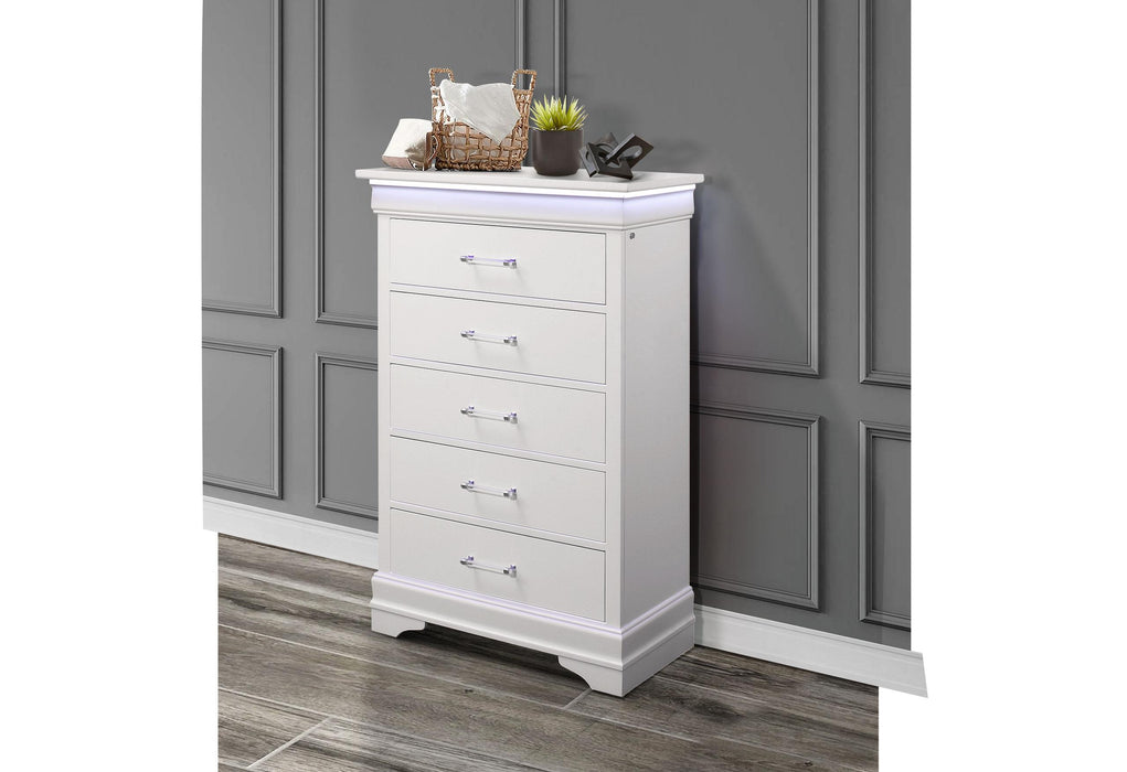 CHARLIE WHITE CHEST WITH LED - De Avenue Furniture