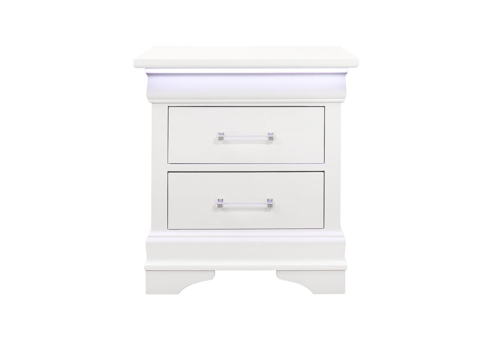 CHARLIE WHITE NIGHTSTAND WITH LED - De Avenue Furniture