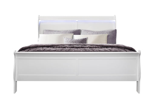 CHARLIE WHITE KING BED WITH LED - De Avenue Furniture