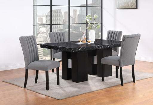 D03 DINING TABLE + D8685 DINING CHAIR GREY - De Avenue Furniture