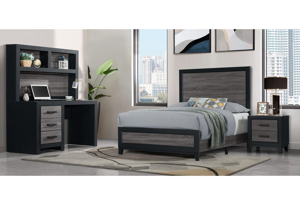 LISBON GREY/BLACK TWIN BED, DRESSER, MIRROR AND NIGHTSTAND - De Avenue Furniture