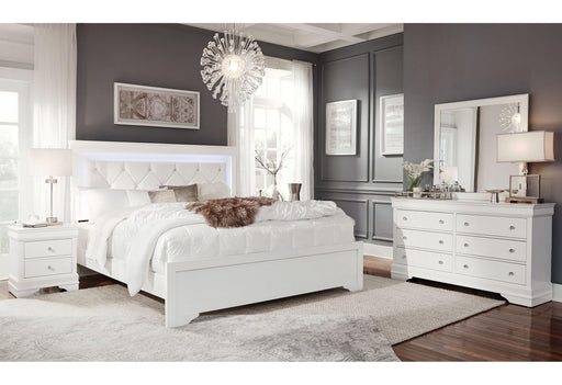 POMPEI METALLIC WHITE QUEEN BED GROUP WITH LED - De Avenue Furniture