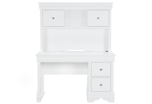 POMPEI METALLIC WHITE DESK WITH HUTCH - De Avenue Furniture