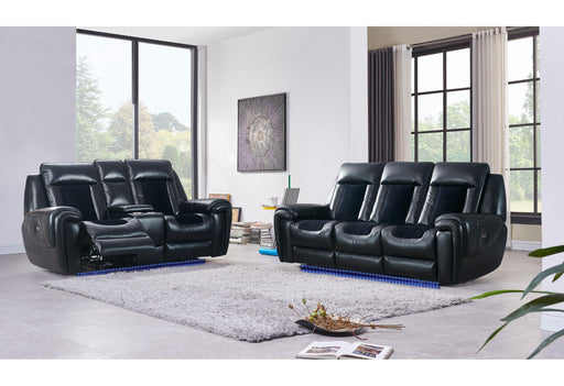 U0700 BLANCHE BLACK/VELVET POWER RECLINING SOFA / POWER CONSOLE RECLINING LOVESEAT - De Avenue Furniture