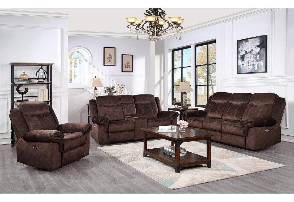 U2200 DOMINO COFFEE POWER RECLINING SOFA/POWER CONSOLE RECLINING LOVESEAT WITH POWER SWITCH - De Avenue Furniture