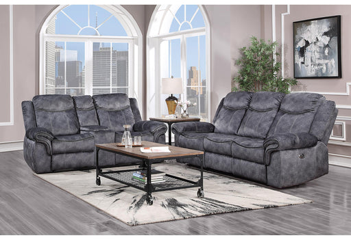 U2200 DOMINO GRANITE POWER RECLINING SOFA/POWER CONSOLE RECLINING LOVESEAT WITH POWER SWITCH - De Avenue Furniture