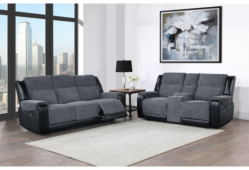 U5914 GREY/BLACK RECLINING SOFA/CONSOLE RECLINING LOVESEAT - De Avenue Furniture
