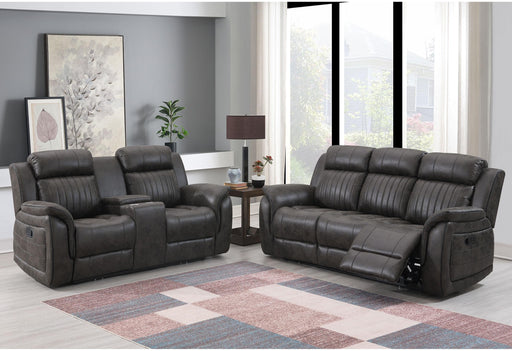 U8517 GREY RECLINING SOFA/CONSOLE RECLINING LOVESEAT - De Avenue Furniture