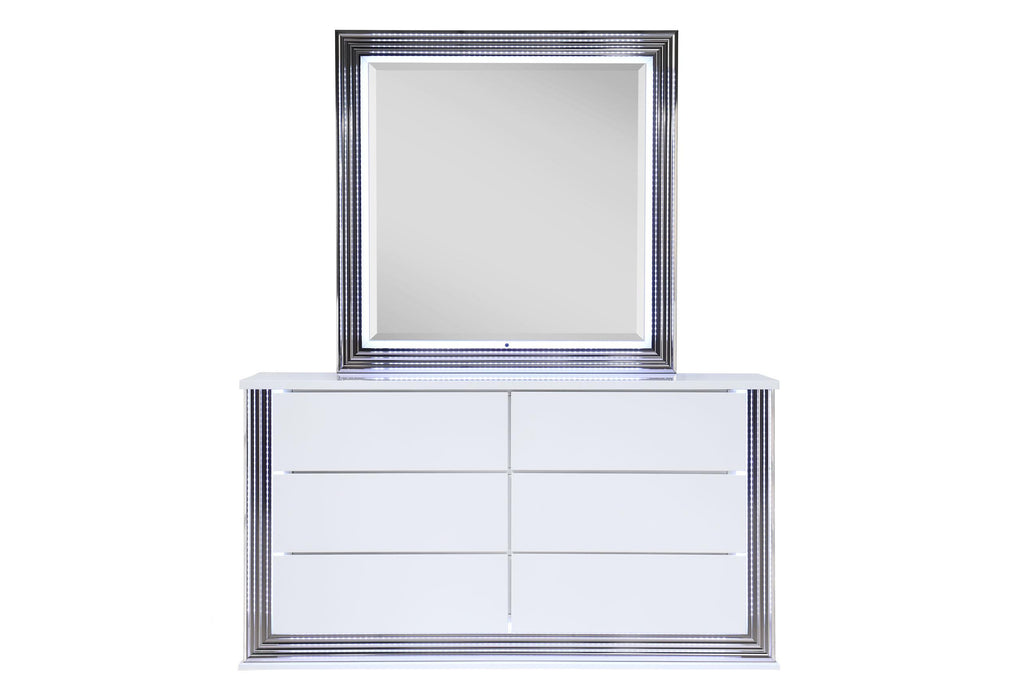 YLIME SMOOTH WHITE DRESSER WITH LED - De Avenue Furniture