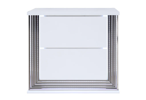 YLIME SMOOTH WHITE NIGHTSTAND WITH LED - De Avenue Furniture