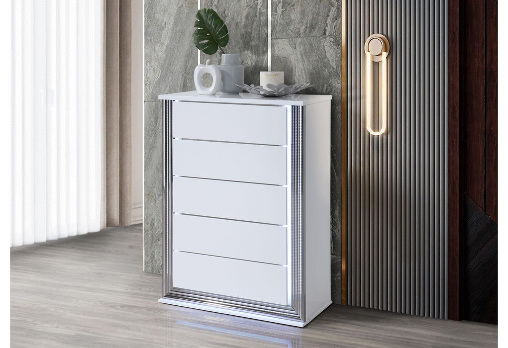 YLIME SMOOTH WHITE CHEST WITH LED - De Avenue Furniture