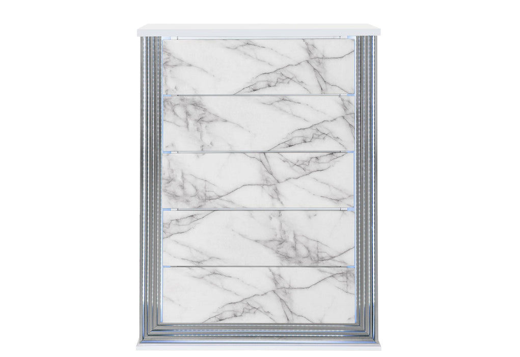 YLIME WHITE MARBLE CHEST WITH LED - De Avenue Furniture