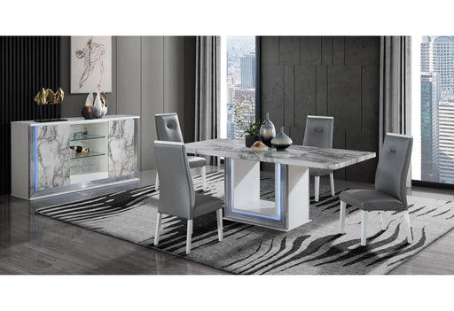 YLIME WHITE MARBLE DINING TABLE + YLIME GREY DC - De Avenue Furniture