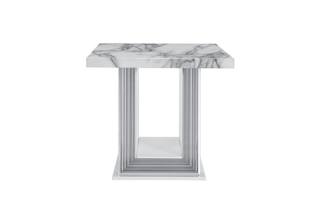YLIME WHITE MARBLE END TABLE - De Avenue Furniture