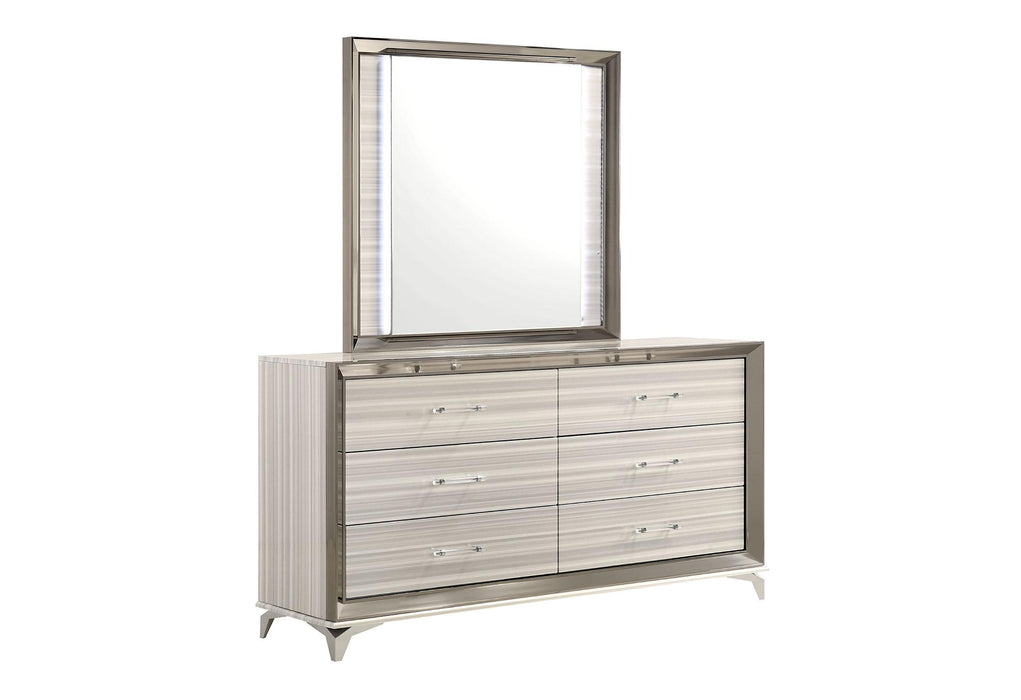 ZAMBRANO WHITE MIRROR WITH LED - De Avenue Furniture