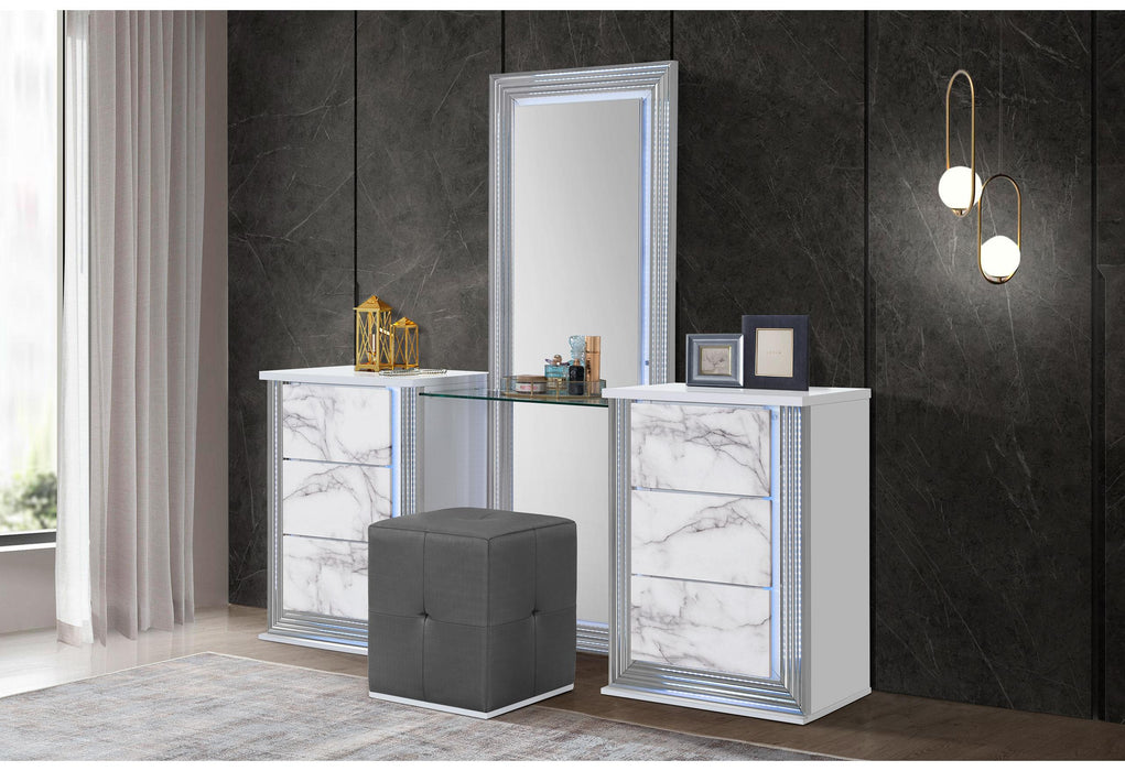 YLIME WHITE MARBLE VANITY SET - De Avenue Furniture