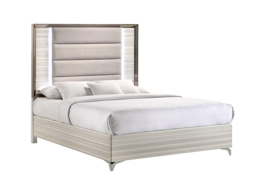 ZAMBRANO WHITE QUEEN BED WITH LED - De Avenue Furniture