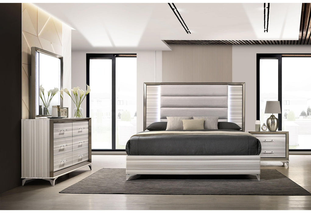 ZAMBRANO WHITE KING BED GROUP - De Avenue Furniture
