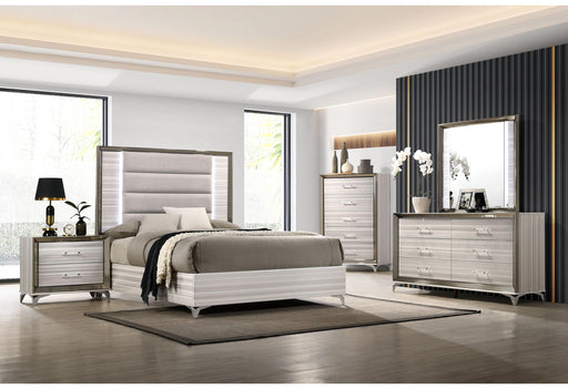 ZAMBRANO WHITE QUEEN BED GROUP WITH VANITY SET - De Avenue Furniture