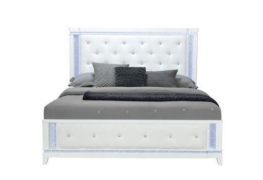 ALINA WHITE KING BED WITH LED - De Avenue Furniture