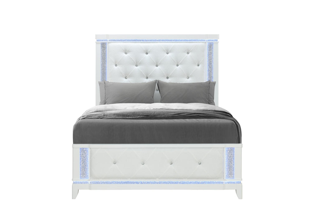 ALINA WHITE FULL BED WITH LED - De Avenue Furniture