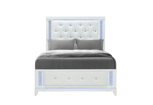 ALINA WHITE QUEEN BED WITH LED - De Avenue Furniture