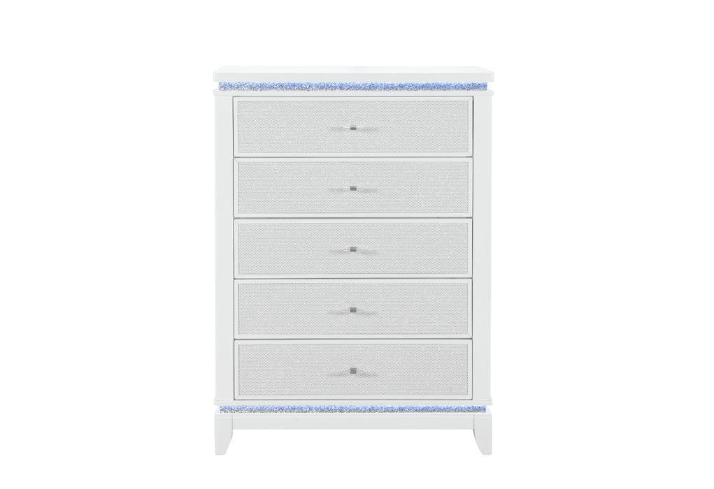 ALINA WHITE CHEST W/ LED - De Avenue Furniture