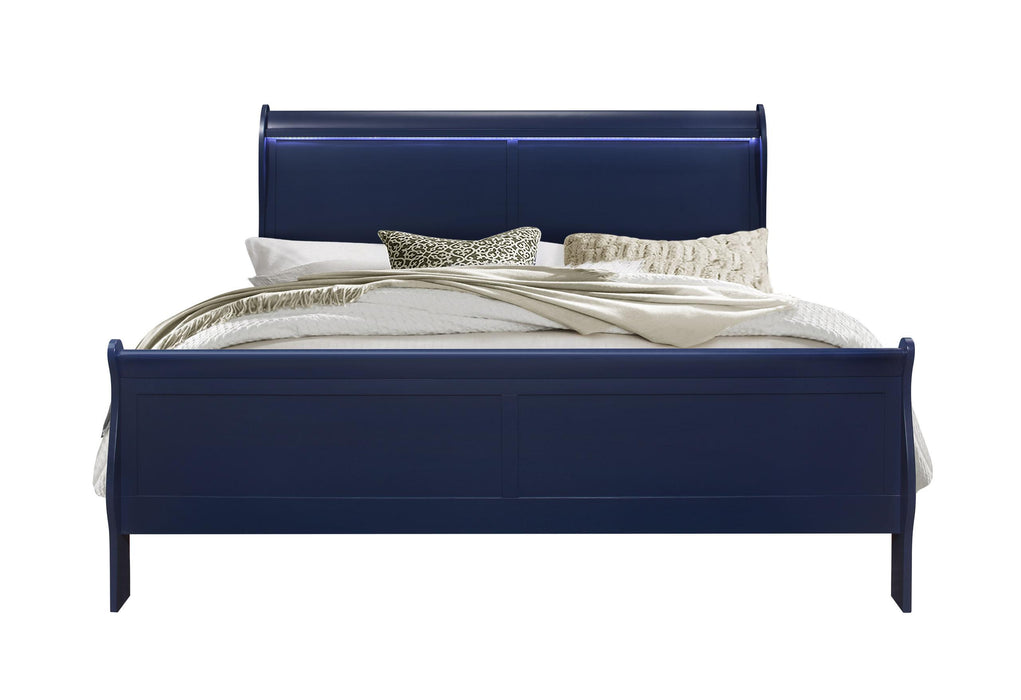 CHARLIE BLUE KING BED WITH LED - De Avenue Furniture