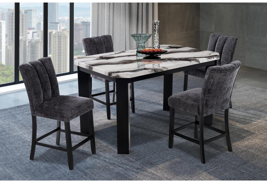 D06 BAR TABLE AND 4 D06 DARK GREY BAR STOOLS - De Avenue Furniture