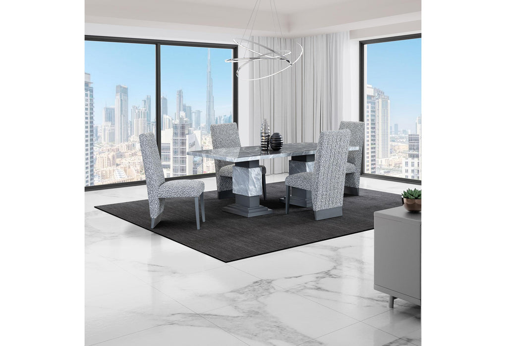 D1212 DINING TABLE + 4 D12DC WHITE/GREY - De Avenue Furniture