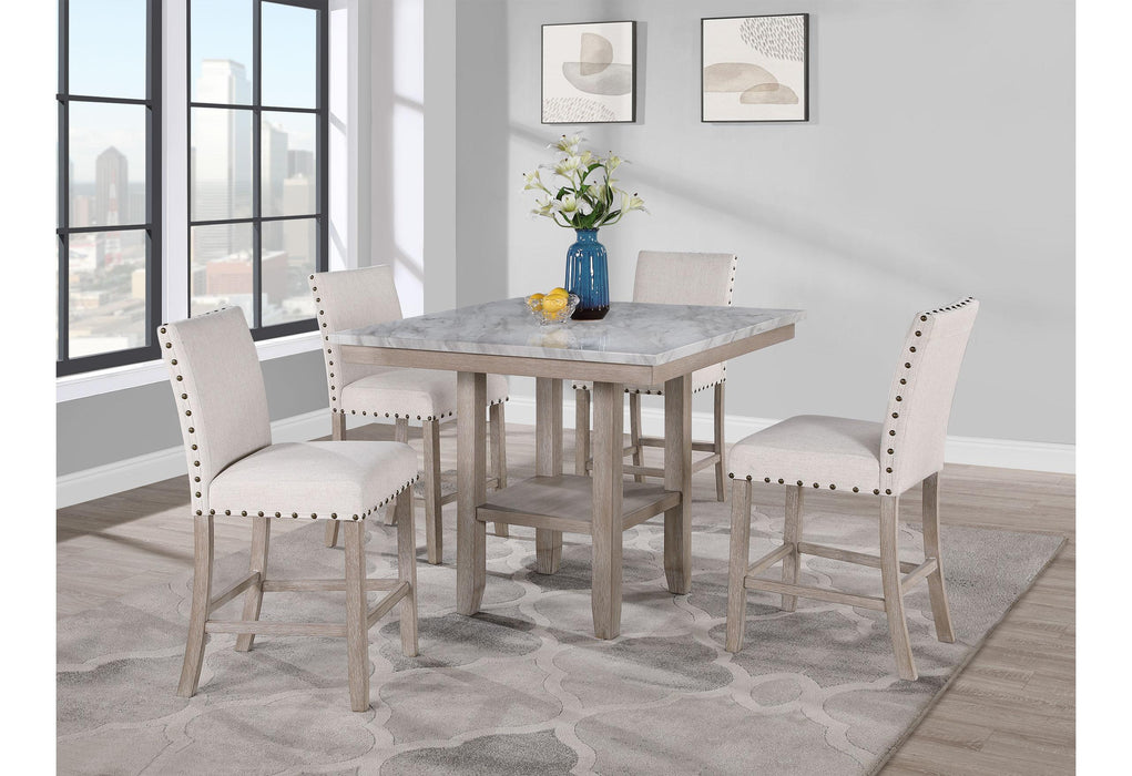 D4010BT NATURAL + 6 D1622BS WHITE - De Avenue Furniture