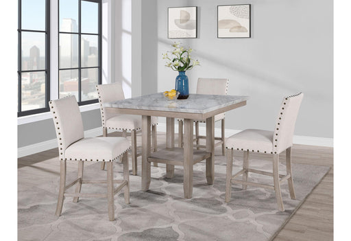 D4010BT NATURAL + 6 D1622BS WHITE - De Avenue Furniture