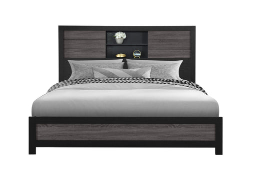 LISBON GREY/BLACK BOOKCASE KING BED - De Avenue Furniture