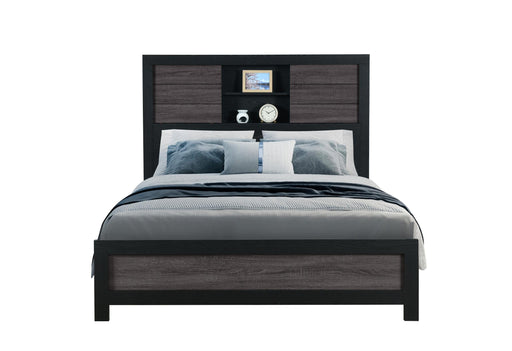 LISBON GREY/BLACK BOOKCASE QUEEN BED - De Avenue Furniture