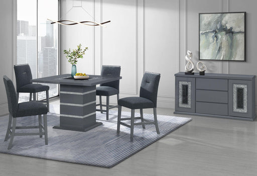 MONACO DARK GREY BAR TABLE AND 6 MONACO DARK GREY BAR STOOLS - De Avenue Furniture