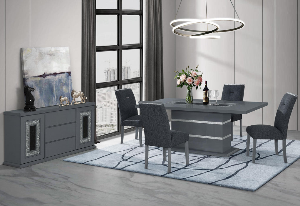 MONACO DARK GREY DINING TABLE AND 4 MONACO DARK GREY DINING CHAIRS - De Avenue Furniture