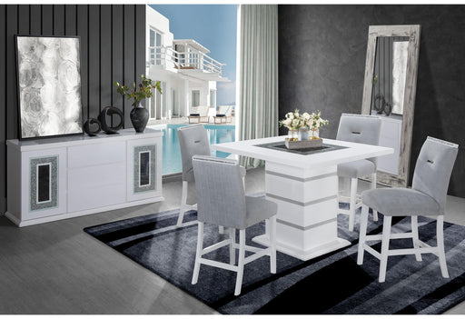 MONACO WHITE BAR TABLE + 8 MONACO BS-N - De Avenue Furniture
