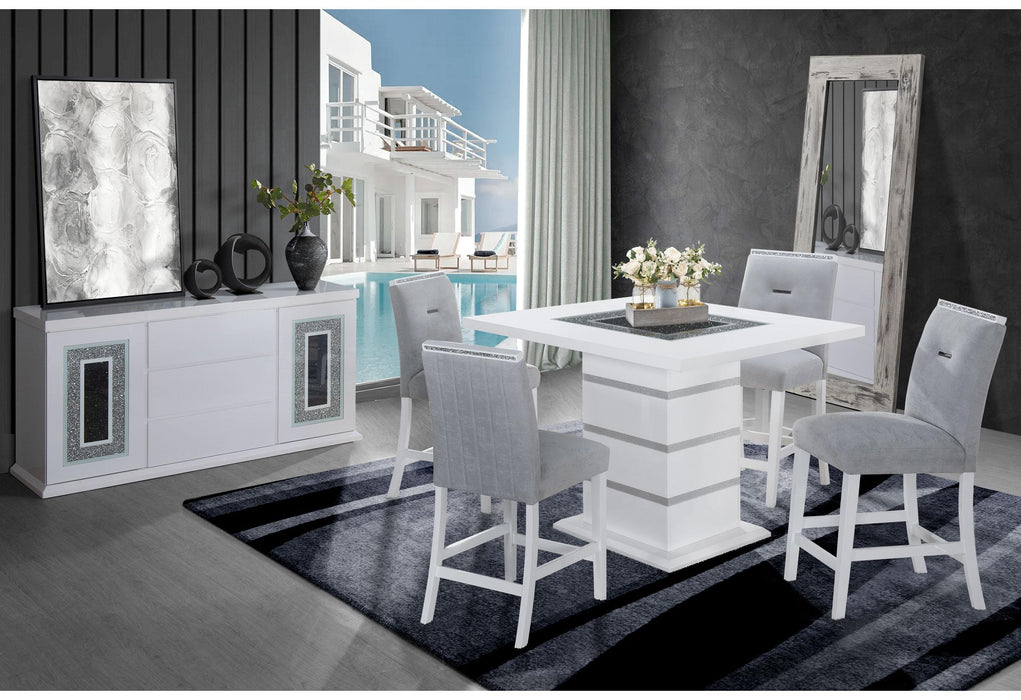 MONACO WHITE BAR TABLE + 6 MONACO BS-N - De Avenue Furniture