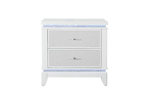 ALINA WHITE NIGHTSTAND WITH LED AND USB - De Avenue Furniture