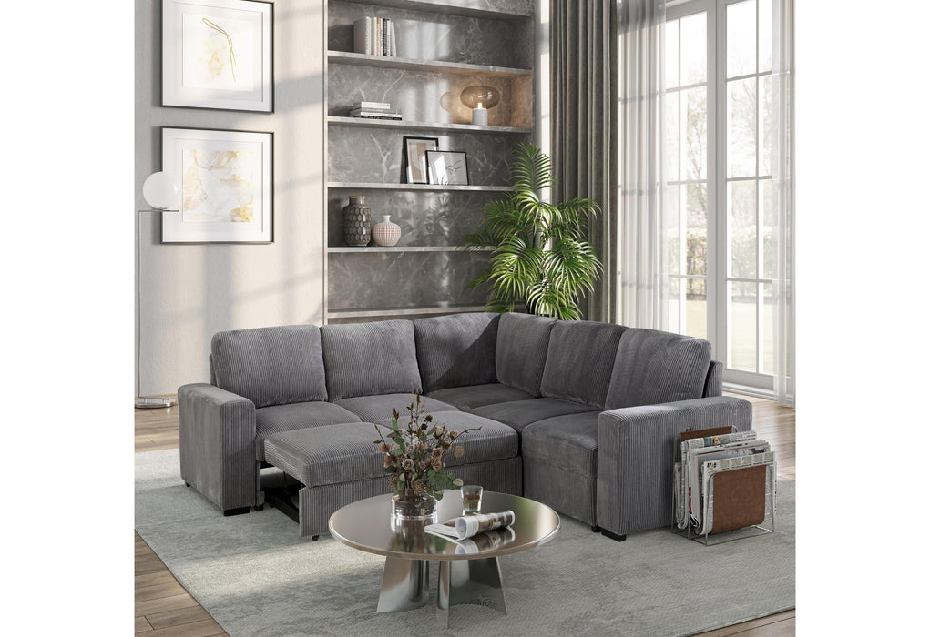 U2660 GREY SECTIONAL W/O CHAISE AND W/ PULLOUT SOFA BED - De Avenue Furniture