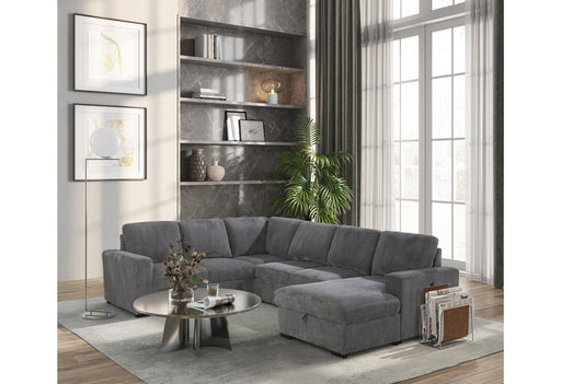 U2660 GREY SECTIONAL W/PULL OUT SOFA BED - De Avenue Furniture