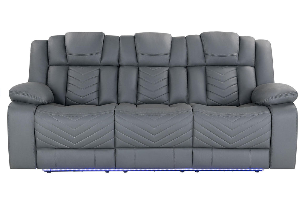 U7068 GREY 10 POWER RECLINING SOFA WITH DDT, WC AND LED - De Avenue Furniture