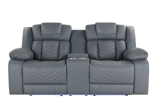 U7069 GREY 10 PWR CON REC LOVESEAT WITH LED AND IMMERSIVE SOUND - De Avenue Furniture