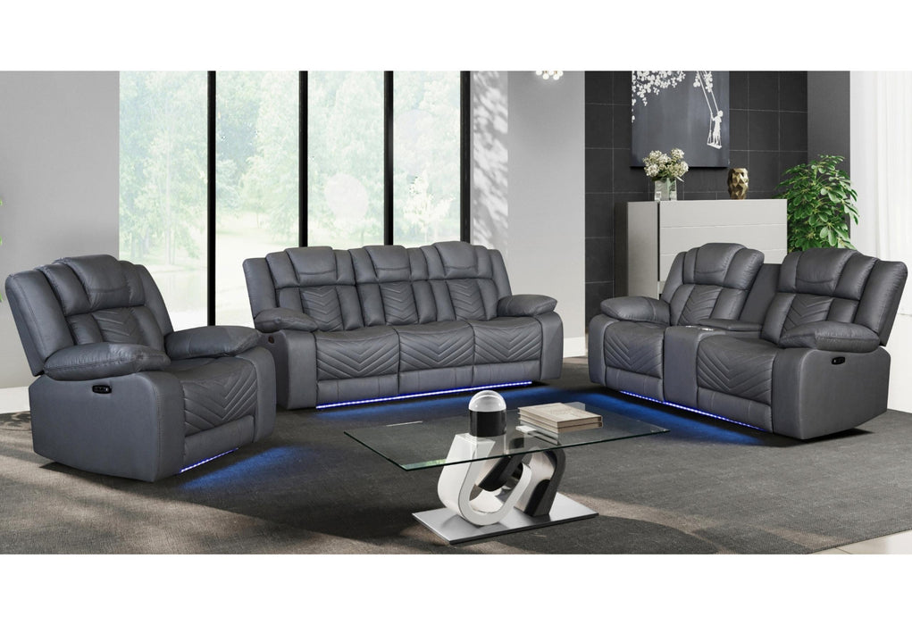 U7068 GREY 10 POWER RECLINING SOFA/POWER CONSOLE RECLINING LOVESEAT/POWER RECLINER W/LED - De Avenue Furniture