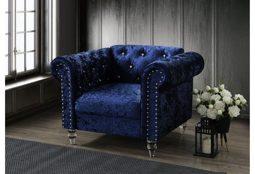 U9550 BLUE VELVET CHAIR - De Avenue Furniture