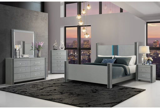 Logan Silver Bed Group With Led And Speakers - De Avenue Furniture