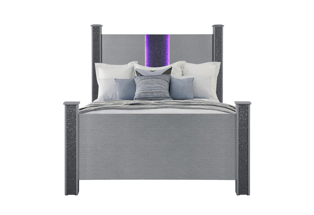 Logan Silver Bed With Led And Speakers - De Avenue Furniture