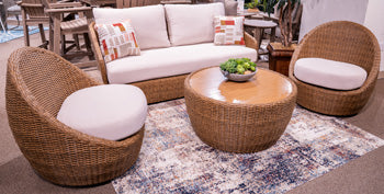 Double Point Outdoor Loveseat/2 Swivel Chairs (Set of 3) - De Avenue Furniture