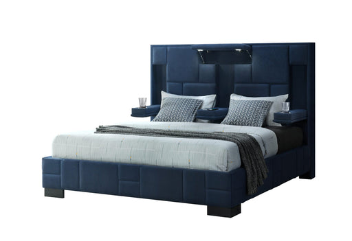 Oscar Navy Blue Bed No Wood Trim - De Avenue Furniture