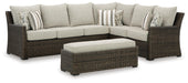 Brook Ranch Outdoor Sofa Sectional/Bench with Cushion (Set of 3) - De Avenue Furniture
